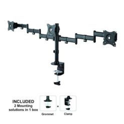 Neomounts NM-D135D3BLACK NeoMounts Triple Desk Mount, 3x 10-27", 24 kg, Tilt/Turn/Rotate,