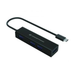 Conceptronic HUBBIES07B HUBBIES USB-C to 4-Port USB 3.0 Hub, USB 3.2 Gen 1, USB Type-C, USB Type-A