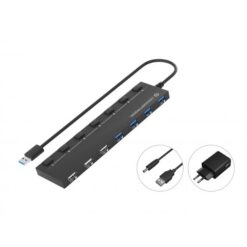 Conceptronic HUBBIES09BP 7-Port USB 3.0/2.0 HUB with Power Adapter, USB 3.2 Gen 1 Type-A, 0.9 m