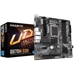 Gigabyte Q670M D3H Q670M D3H (rev. 1.0) mATX, Intel, LGA1700, Q670, 4x DDR4, USB 3.2 Gen 2, 2.5 Gbe