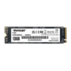 Patriot P320P128GM28 P320 PCIe M.2 INTERNAL SSD, 128GB, M.2 2280, PCIe Gen 3x4, 1600/ 1000 MB/s