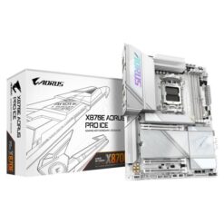 Gigabyte X870E AORUS PRO ICE X870E AORUS PRO ICE, ATX, AMD AM, DDR5, Wi-Fi 7, 2.5GbE, USB 4