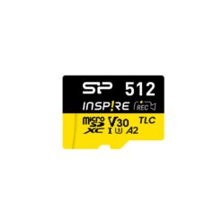 Silicon Power SP512GBSTXLA2VC2 Inspire Micro SD, 512 GB, A2, V30, UHS-1 U1 + Reader, 3D TLC, 170 MBs