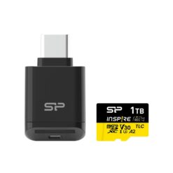 Silicon Power SP001TBSTXLA2VC2 Inspire Micro SD, 1 TB, A2, V30,UHS-1 U1+ Reader, 3D TLC, 170 MB/s