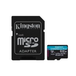 Kingston SDCG4/512GB Canvas Go Plus Gen4 MicroSD + Adapter, 512GB, Class 10, UHS-I, A2 U3 V30