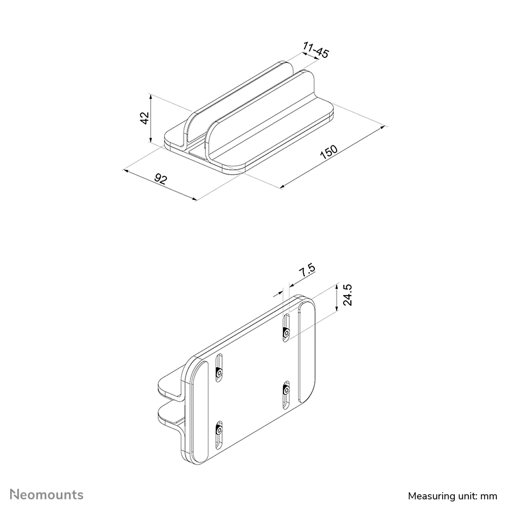 Neomounts NSLS300BLACK Vertical laptop stand, 11 - 17 inch, 1x 5kg, Black - Afbeelding 16
