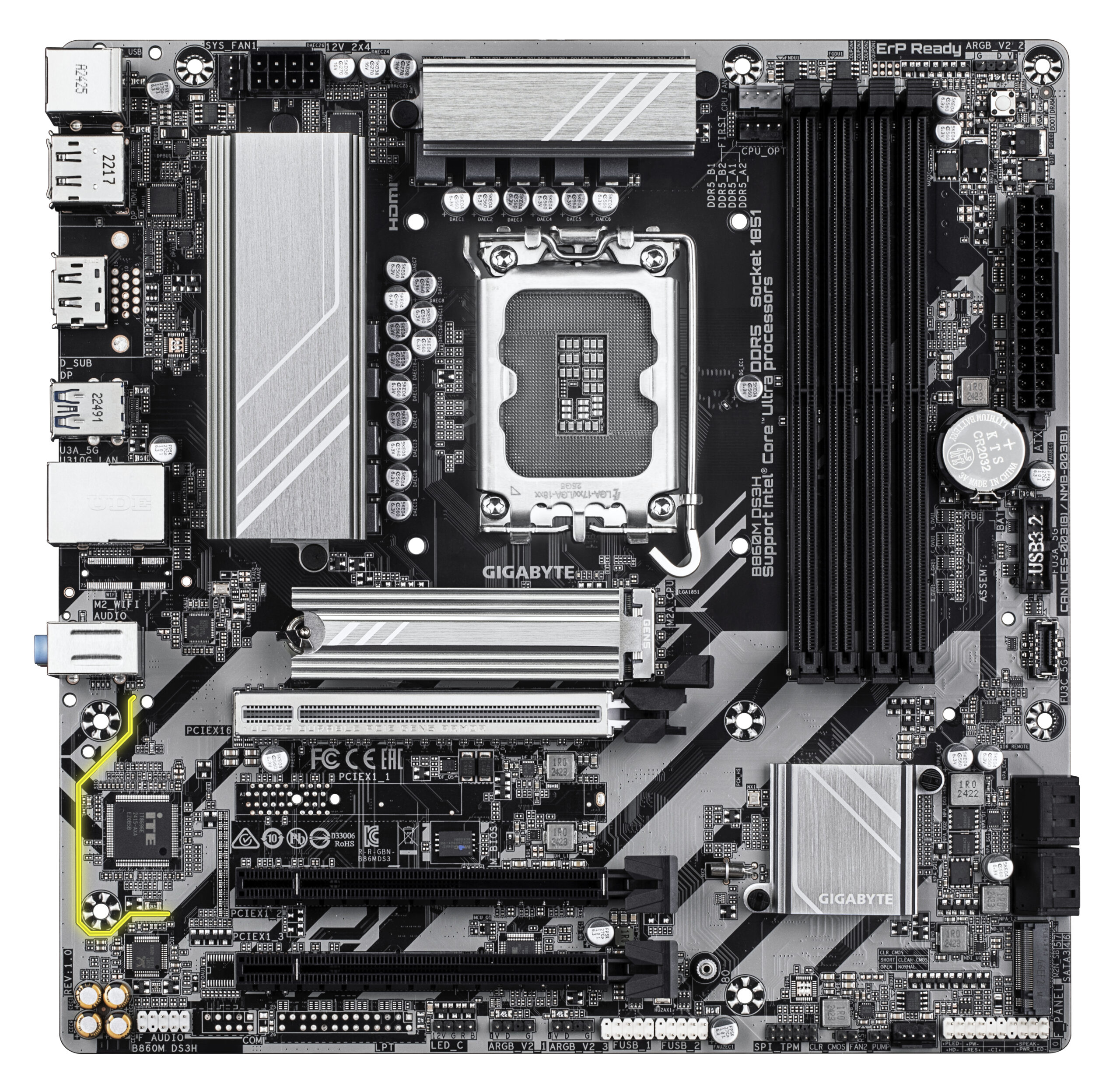 Gigabyte B860M DS3H, mATX, LGA1851, Intel B860, 4x DDR5, 2.5 GbE, USB 3.2 Gen 2 Type-A - Afbeelding 6