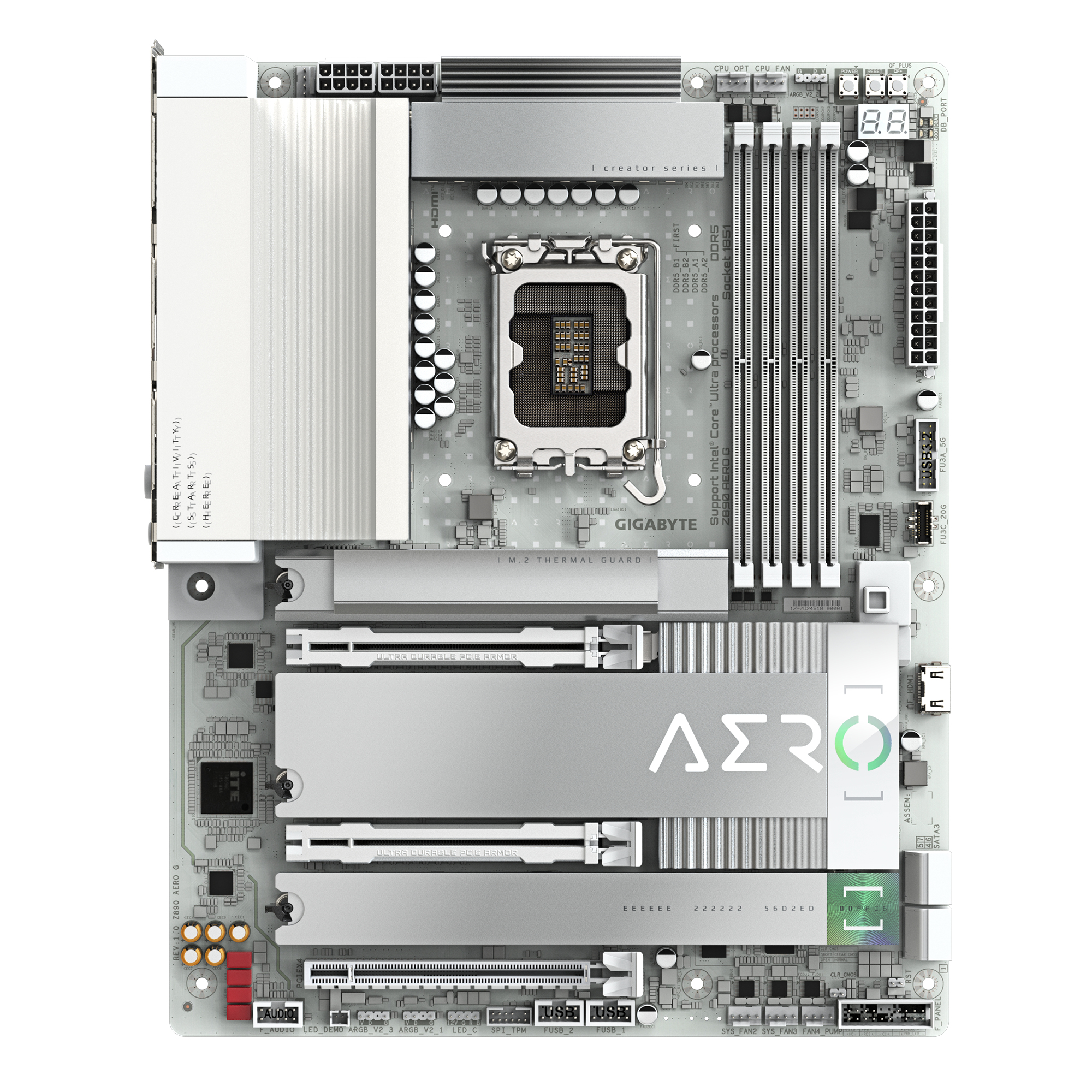 Gigabyte Z890 AERO G, ATX, LGA1851, Intel® Core™ Ultra, 4x DDR5, 2.5 Gbe x2, Wi-Fi 7, USB4, White - Afbeelding 7