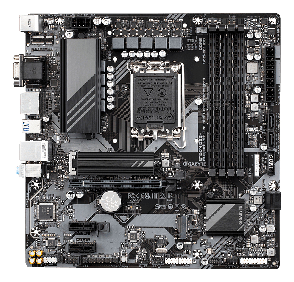 Gigabyte B760M DS3H, mATX, Intel LGA1700, B760, DDR5-SDRAM, 192 GB, USB 3.2, M.2, 2.5 GbE - Afbeelding 8