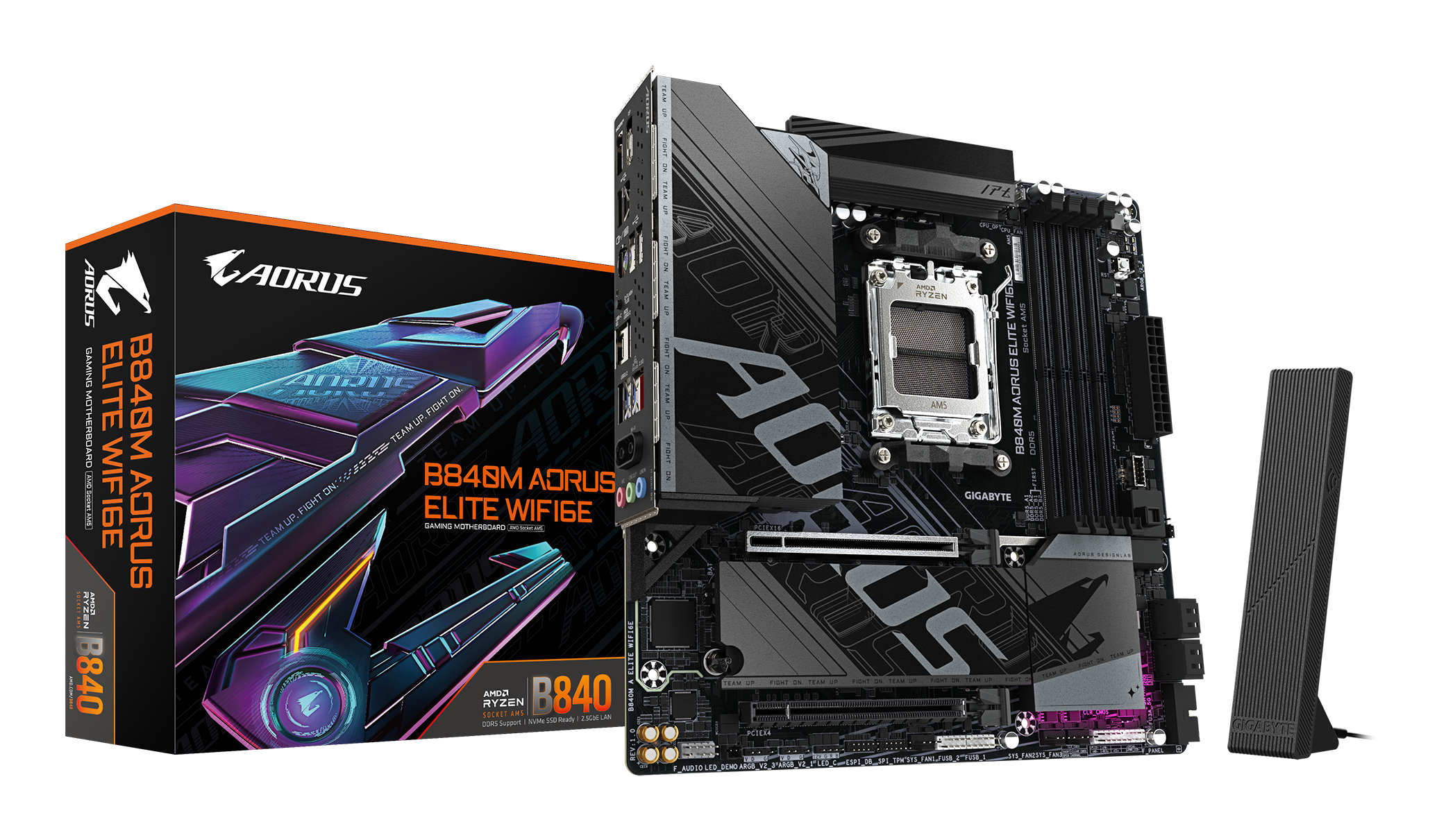 Gigabyte B840M A ELITE WIFI6E, mATX, AMD AM5, DDR5 OC, 2x PCIe 4.0, M.2, WI-Fi 6E, 2.5 GbE, USB 3.2 - Afbeelding 6
