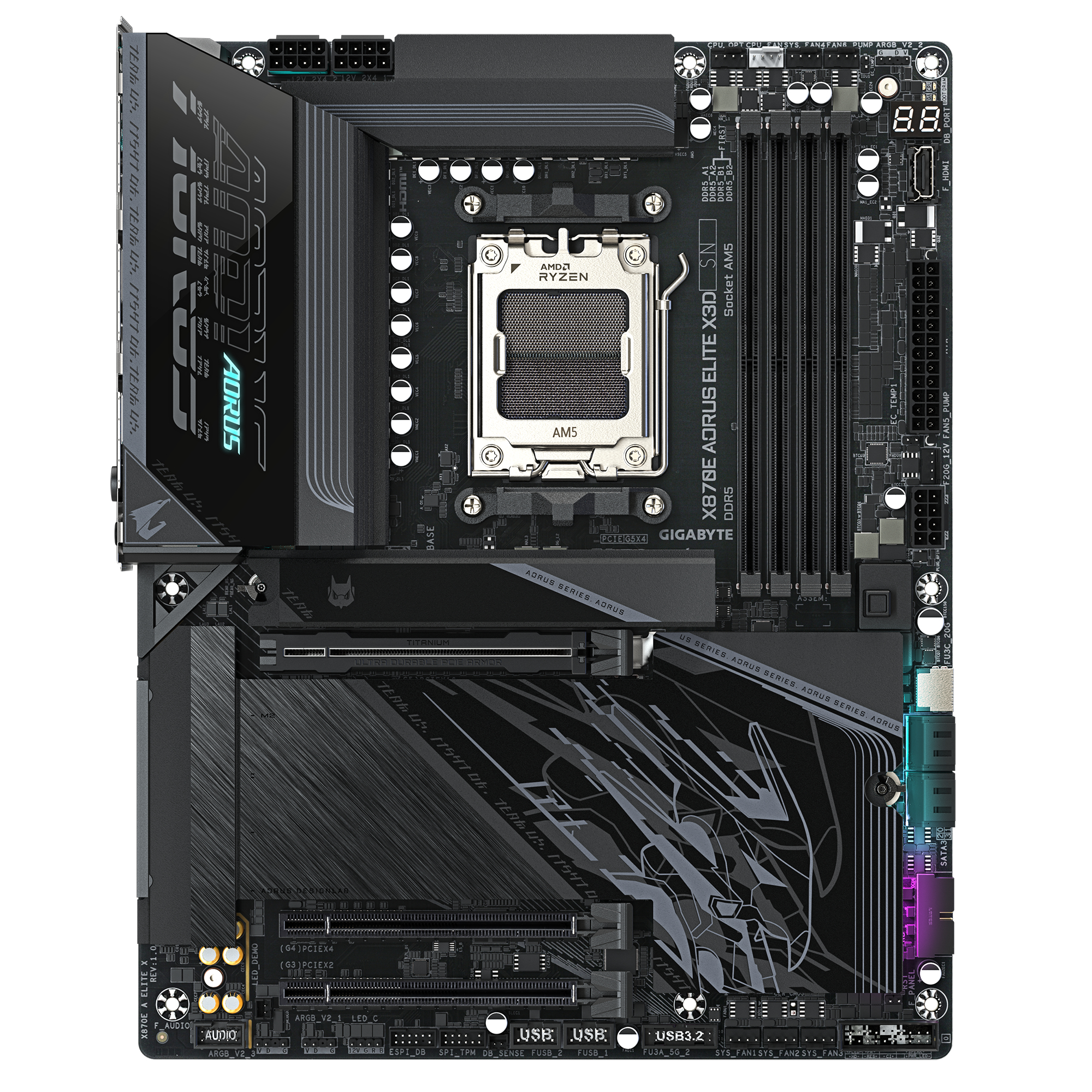 Gigabyte X870E A ELITE X AORUS ELITE X3D, ATX, AMD AM5, DDR5, 2x PCIe 5.0, WI-FI 7, 5 Gbe, USB 4 - Afbeelding 7