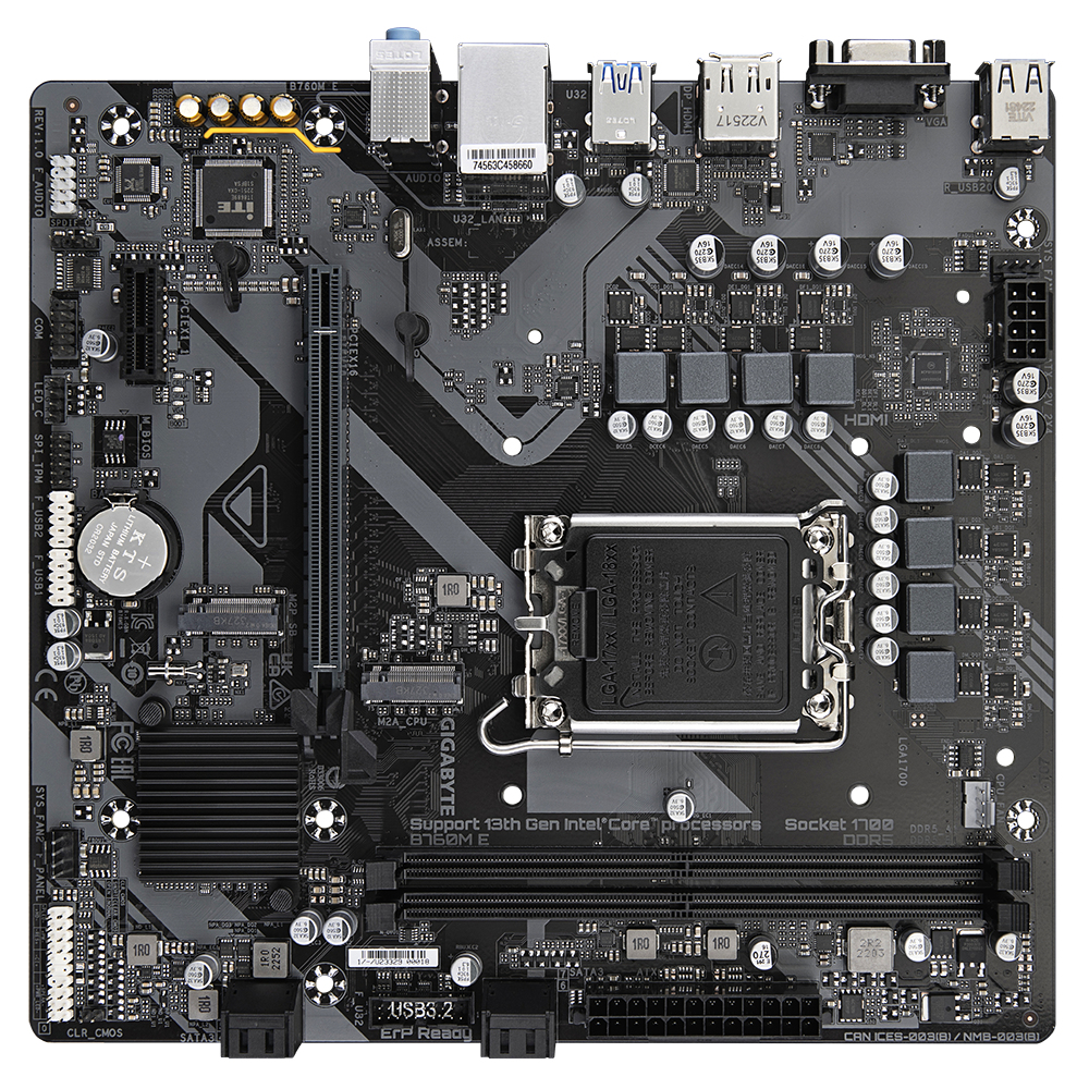 Gigabyte B760M E B760M E, mATX, Intel LGA1700, DDR5 7200 Mhz OC, 2x M.2, GbE LAN, USB 3.2 Gen 1 - Afbeelding 9