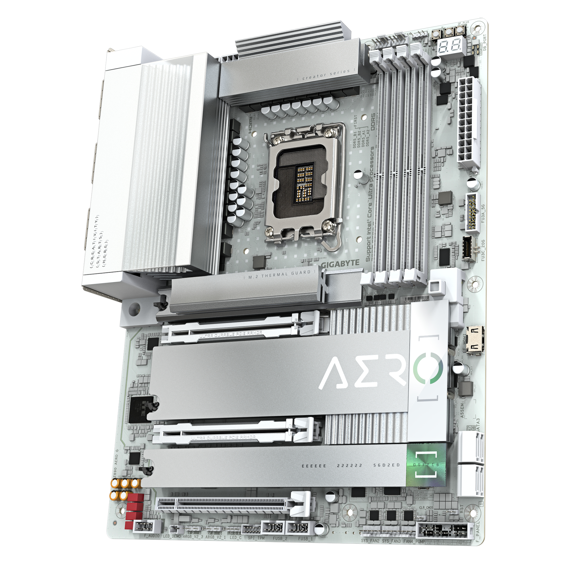 Gigabyte Z890 AERO G, ATX, LGA1851, Intel® Core™ Ultra, 4x DDR5, 2.5 Gbe x2, Wi-Fi 7, USB4, White - Afbeelding 9