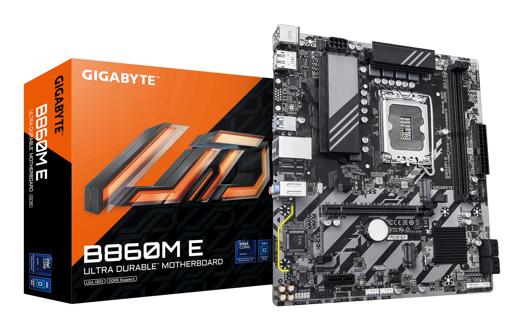 Gigabyte B860M E B860M E, mATX, Intel LGA1851, Core Ultra, DDR5, Gbe LAN, PCIe 4.0 M.2, USB 3.2 Gen - Afbeelding 5