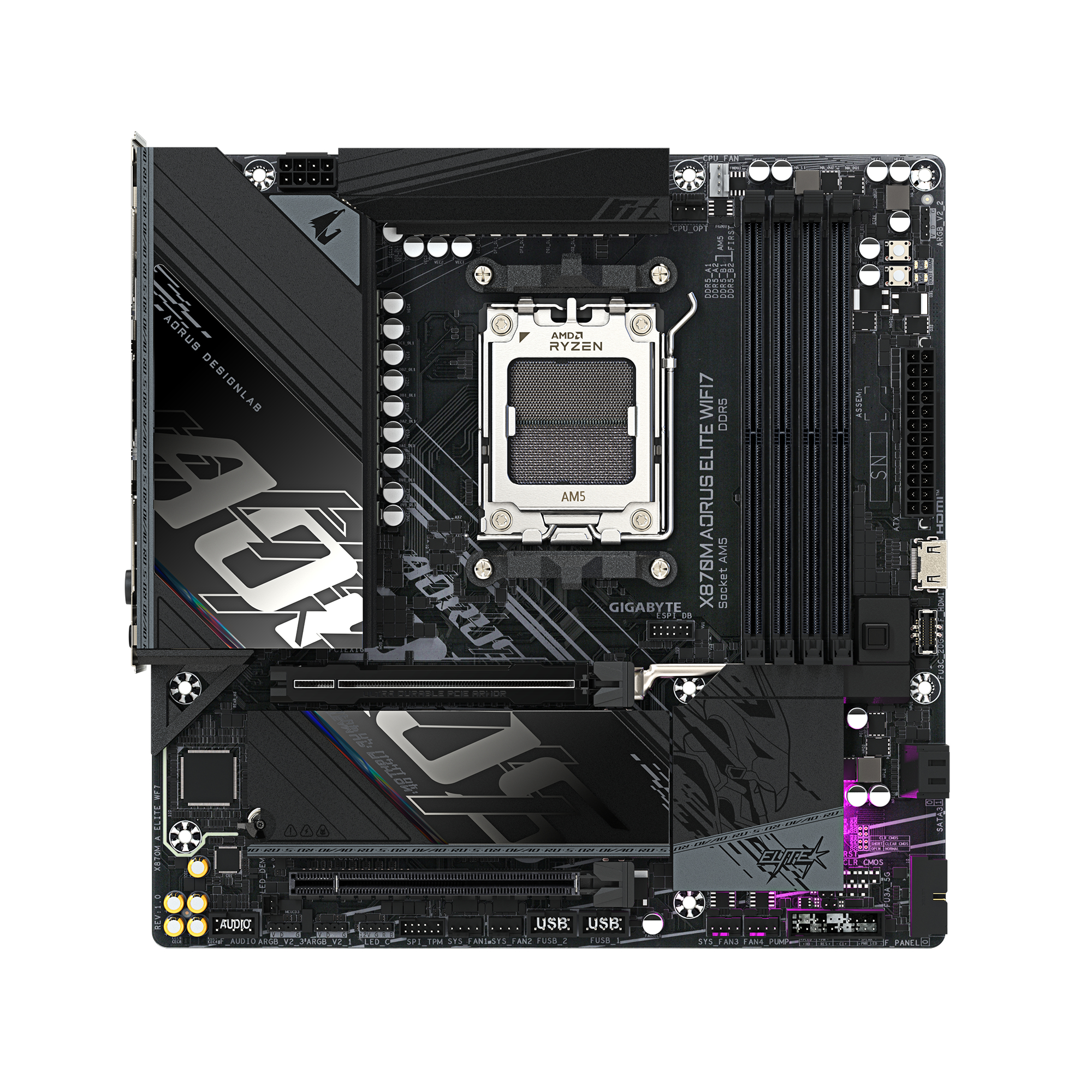 Gigabyte X870M AORUS ELITE WIFI7 X870M, mATX, AMD AM5, DDR5, PCIe 5.0, 2.5 Gbe, USB 4 - Afbeelding 7