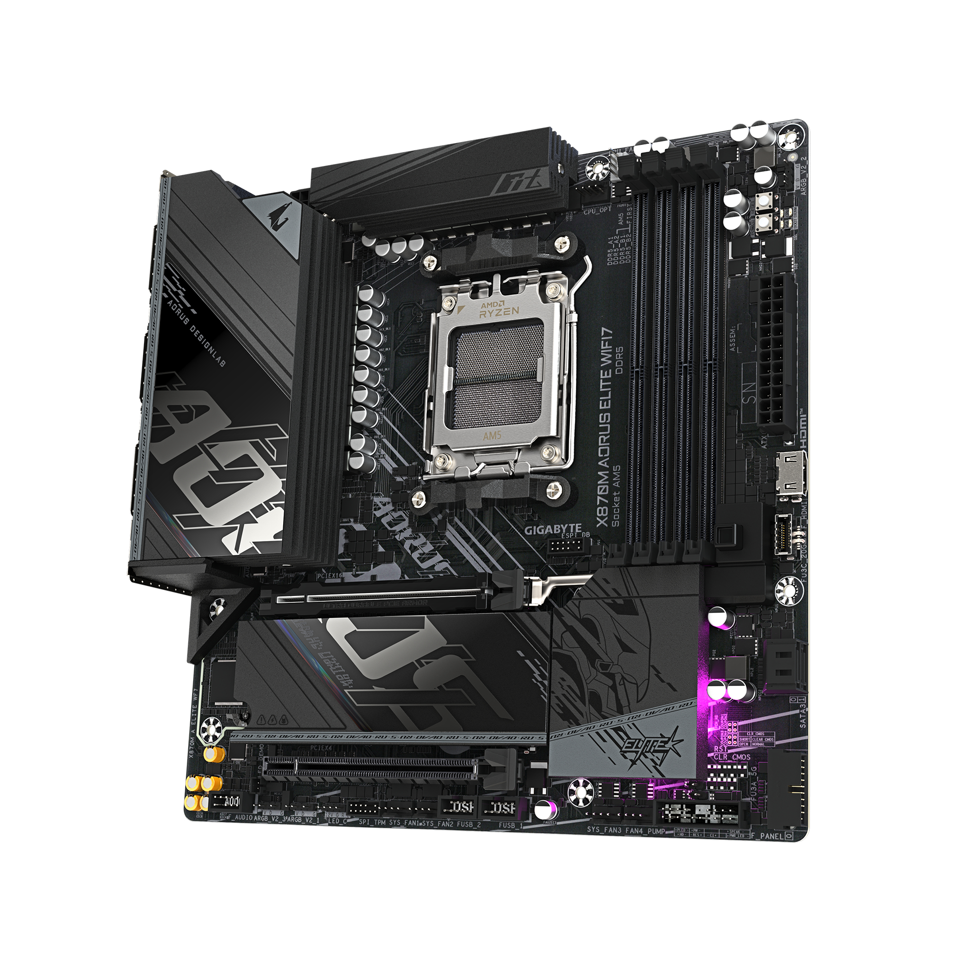 Gigabyte X870M AORUS ELITE WIFI7 X870M, mATX, AMD AM5, DDR5, PCIe 5.0, 2.5 Gbe, USB 4 - Afbeelding 8