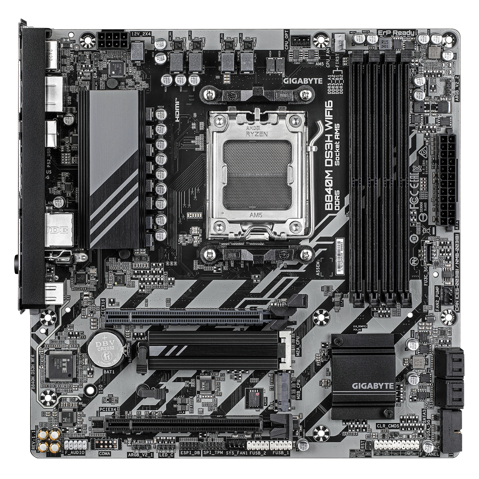 Gigabyte B840M DS3H WF6, mATX, AMD AM5, DDR5 OC, 2x M.2 PCIe 4.0, Wi-Fi 6, 2.5 GbE, USB 3.2 Gen 1 - Afbeelding 6
