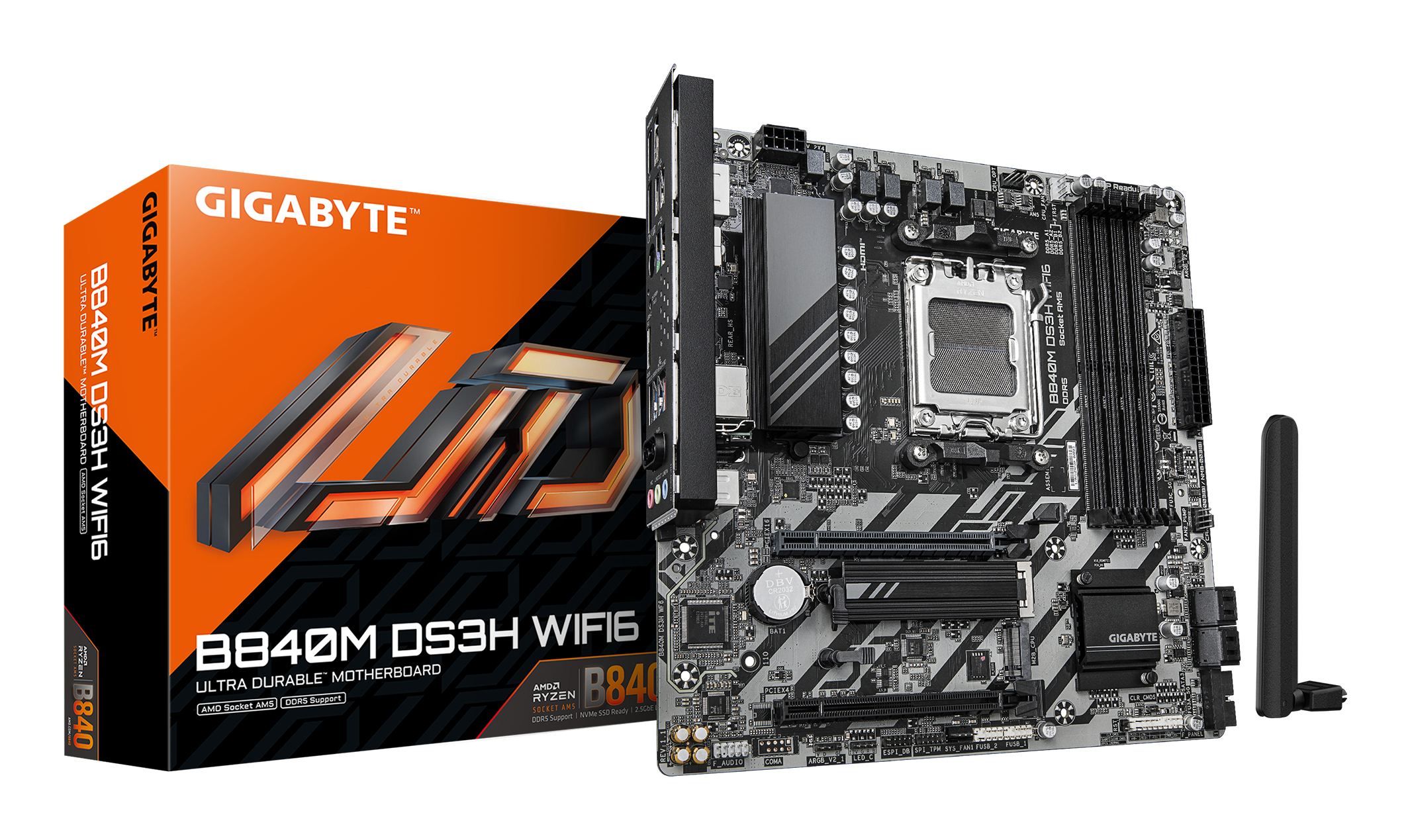 Gigabyte B840M DS3H WF6, mATX, AMD AM5, DDR5 OC, 2x M.2 PCIe 4.0, Wi-Fi 6, 2.5 GbE, USB 3.2 Gen 1 - Afbeelding 5