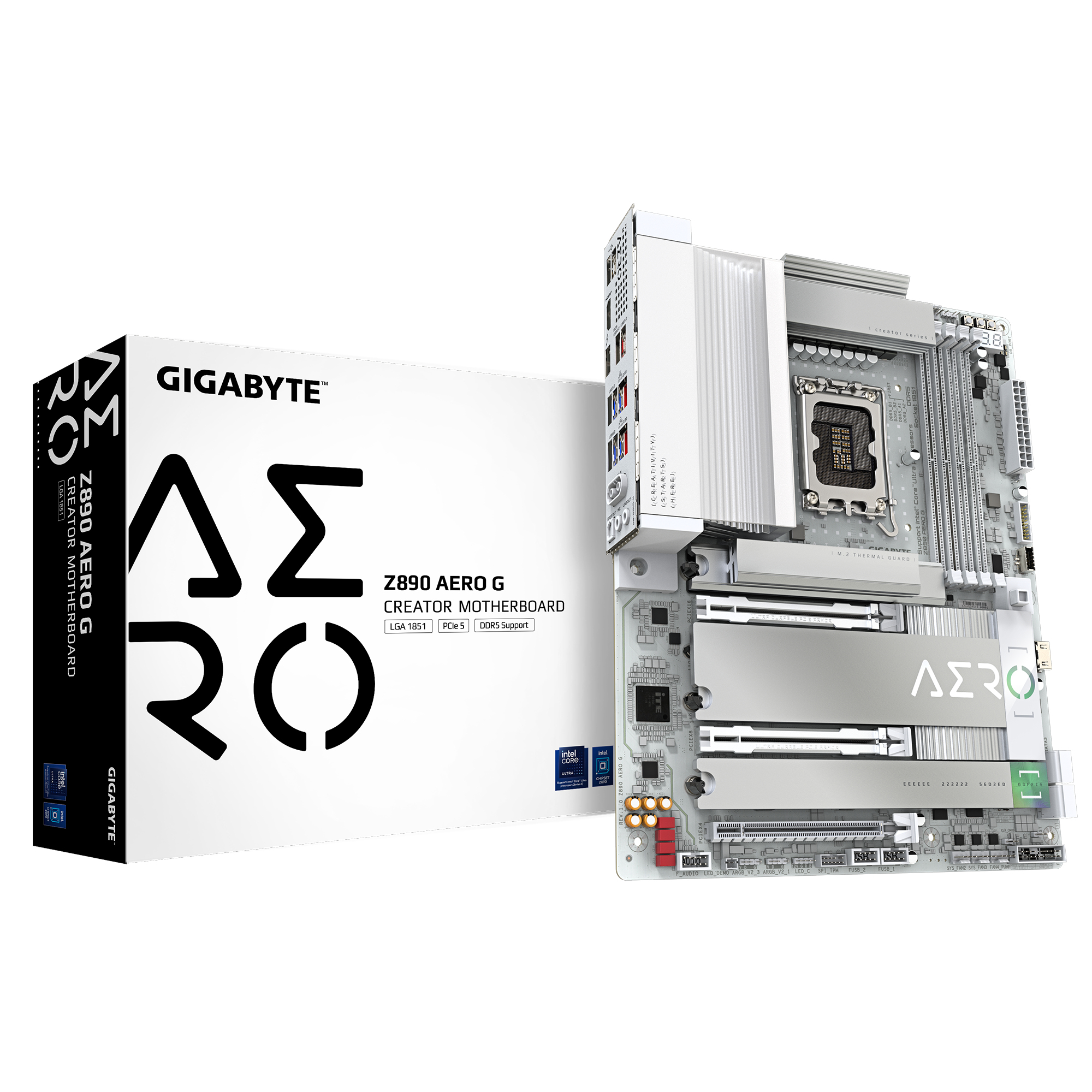 Gigabyte Z890 AERO G, ATX, LGA1851, Intel® Core™ Ultra, 4x DDR5, 2.5 Gbe x2, Wi-Fi 7, USB4, White - Afbeelding 6