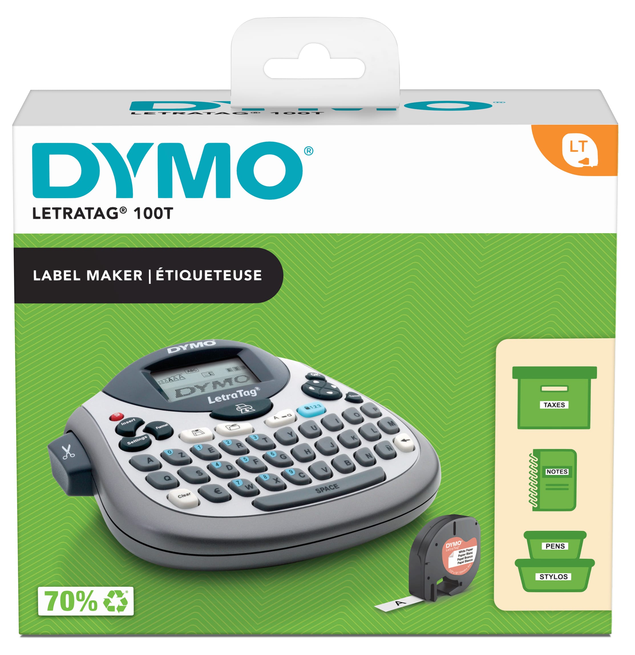 DYMO LetraTag LT-100T-labelmaker | Draagbare labelprinter met AZERTY-toetsenbord | Zilver | Ideaal voor op kantoor of thuis - Afbeelding 7