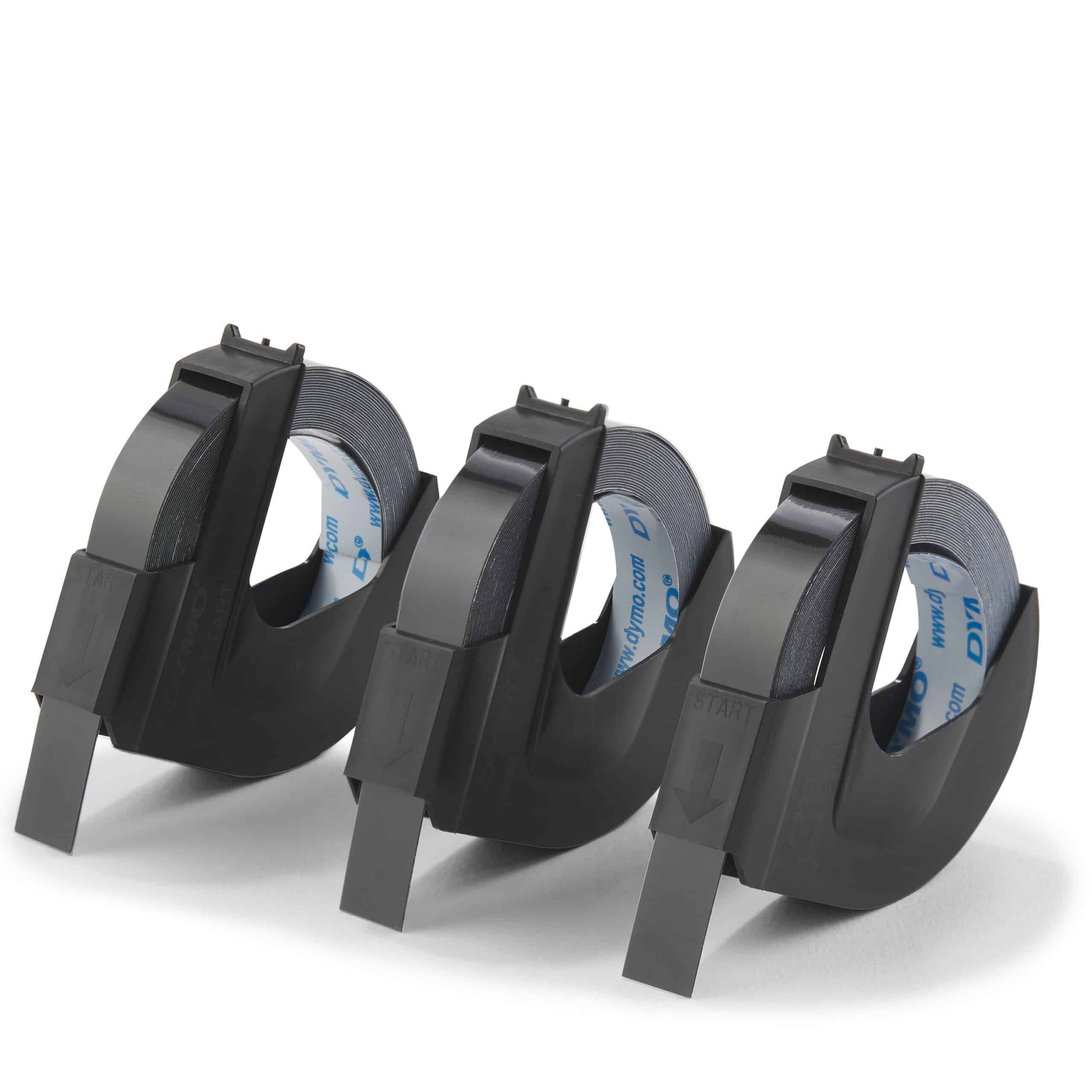 DYMO originele labeltape met reliëf | rollen van 9 mm x 3 m | Wit op zwart | Zelfklevend etiketten voor Lettertang | 3 stuks - Afbeelding 2
