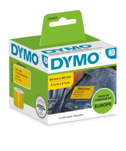 DYMO originele LabelWriter grote verzendlabels/naamkaarten | 54 mm x 101 mm | zwart op geel | Rol van 220 zelfklevende etiketten | Geschikt voor de LabelWriter labelprinters | Gemaakt in Europa