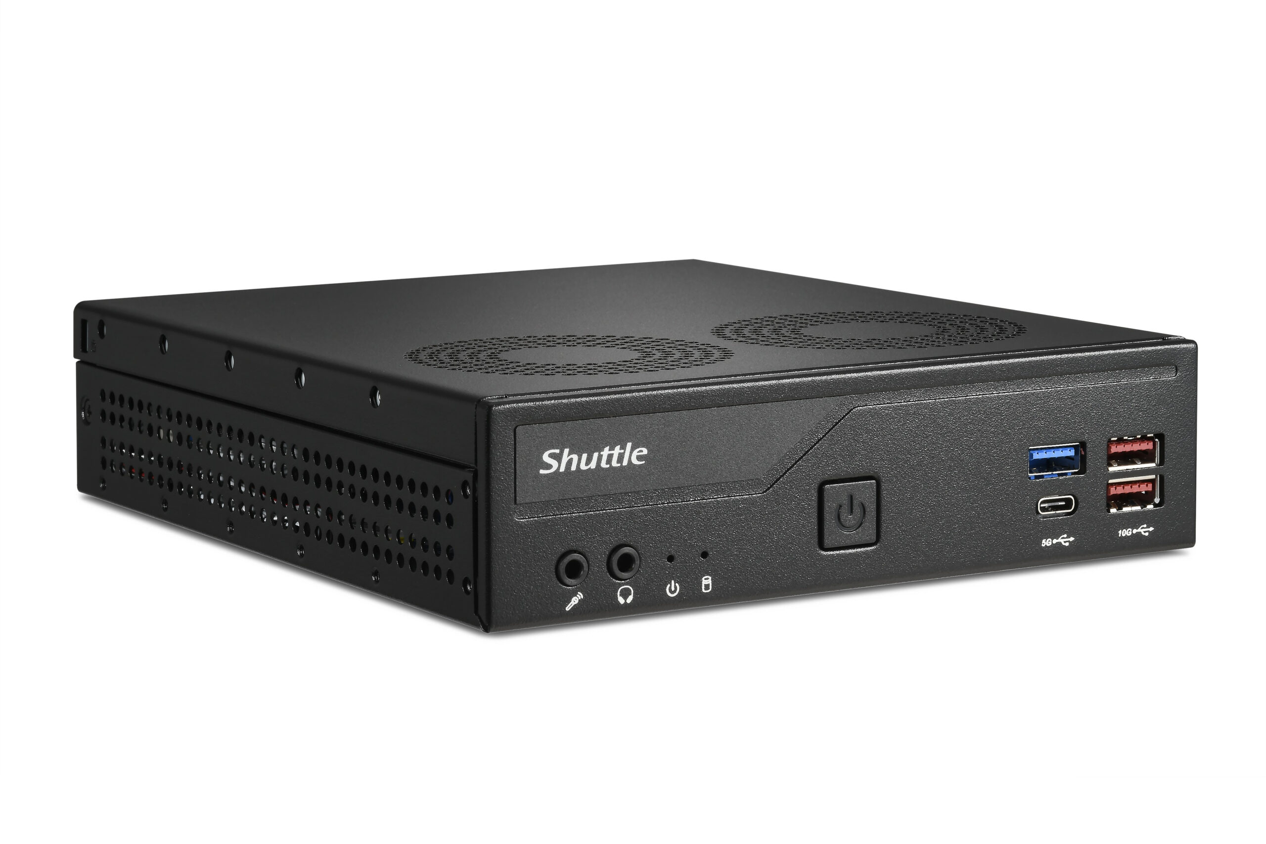 Shuttle Slim PC DH770 , S1700, 2x HDMI, 2x DP , 2x 2.5G LAN, 2x COM, 8x USB, 1x 2.5", 2x M.2, 24/7 permanent gebruik, incl. VESA - Afbeelding 3