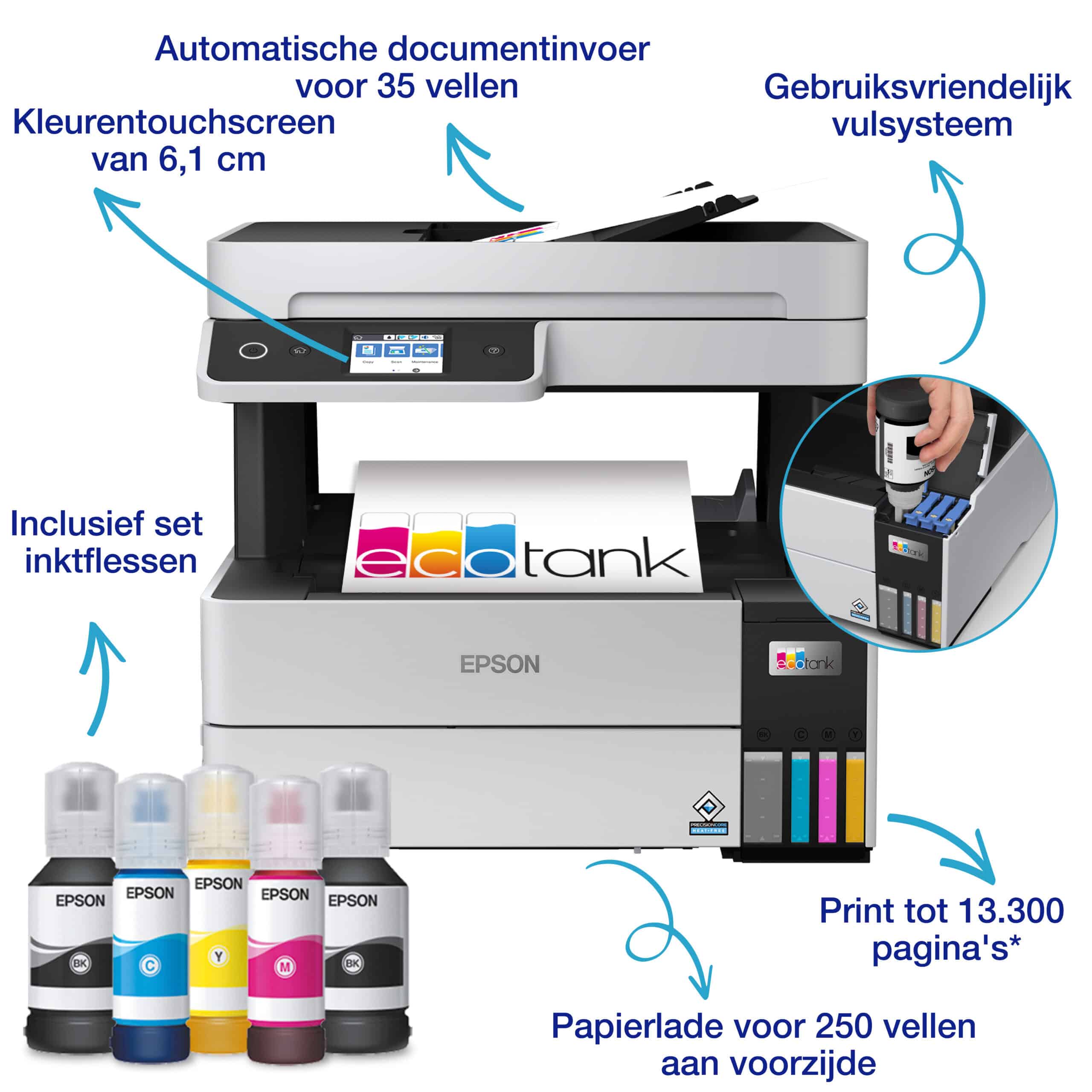 Epson EcoTank ET-5150 A4 multifunctionele Wi-Fi-printer met inkttank - Afbeelding 3