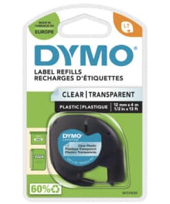 DYMO LetraTag originele plastic labels | Zwart afdrukken op transparante etiketten | 12 mm x 4 m | Zelfklevende multifunctionele labels voor LetraTag labelprinters | gemaakt in Europa