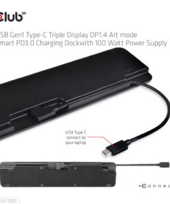 CLUB3D USB Gen1 Type-C Triple Display DP1.4 Alt mode Smart PD3.0 Charging Dock with 100 Watt Power Supply - Afbeelding 4