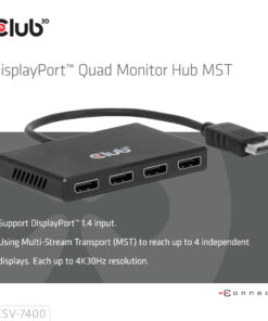 CLUB3D Quad DisplayPort Hub – 4 x 4K Resolution @ 30Hz, MST Support - Afbeelding 2