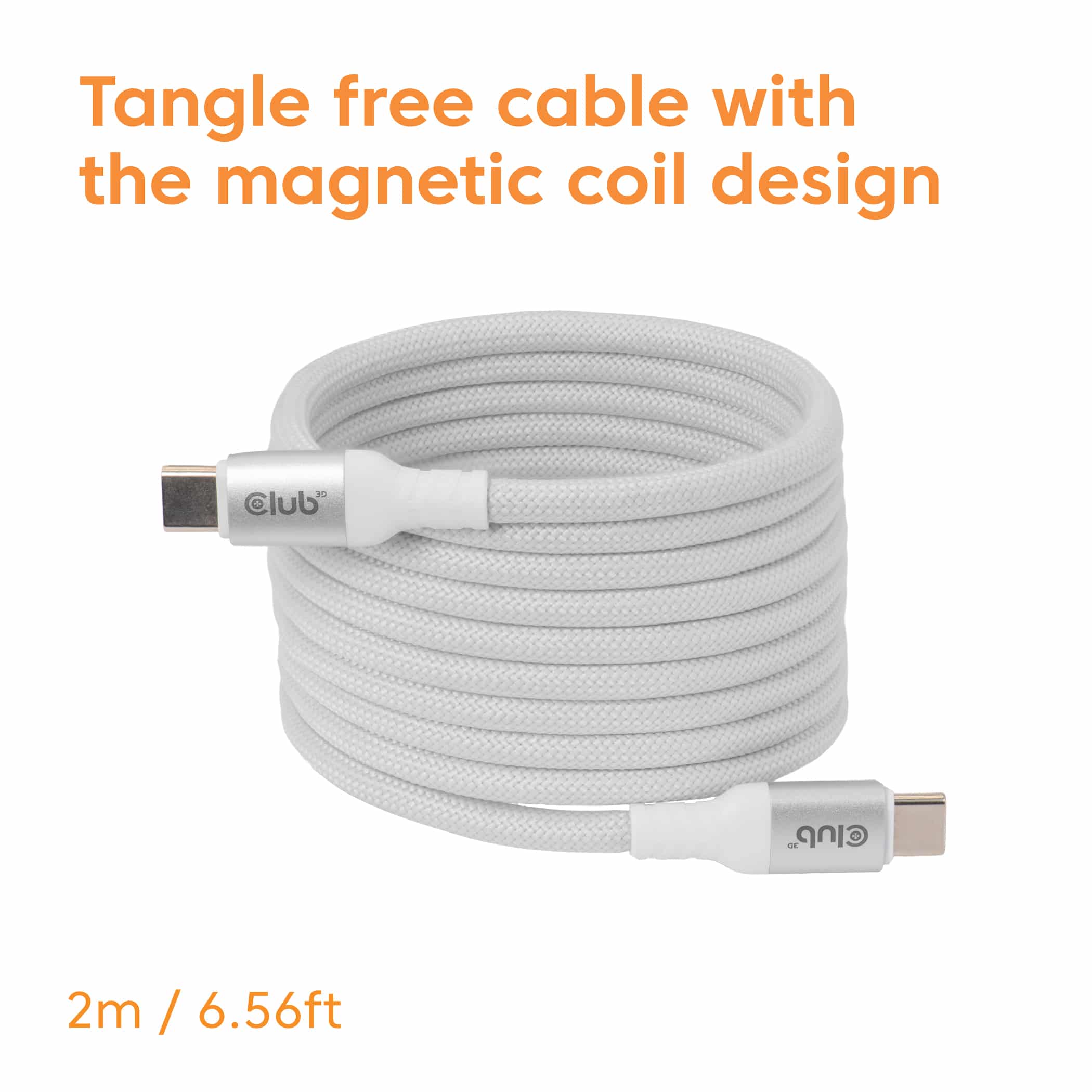 CLUB3D CLUB 3D USB-C Magnetic-Coil kabel Wit - Afbeelding 3