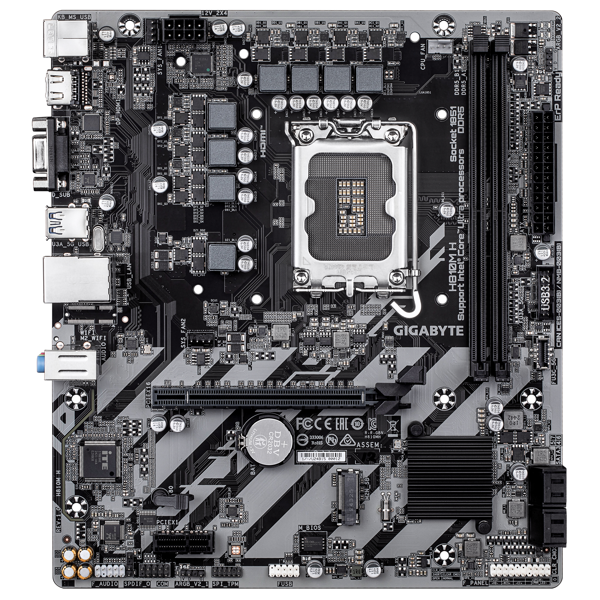 GIGABYTE H810M H moederbord Intel H810 LGA 1851 (Socket V1) micro ATX - Afbeelding 2