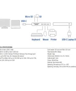 ACT USB-C hub 3.0, 3x USB-A, cardreader, PD pass-through - Afbeelding 5
