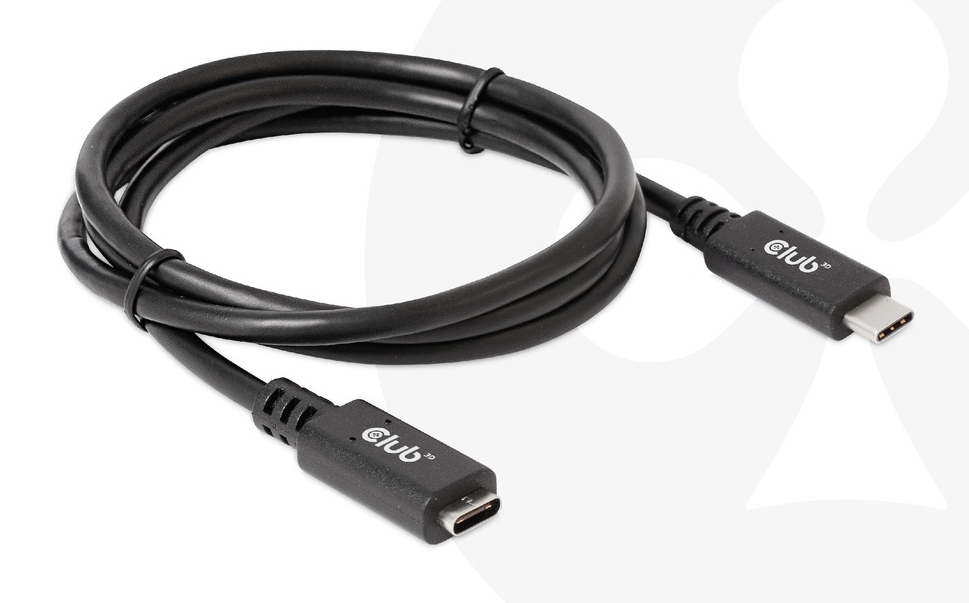 CLUB3D USB Gen1 Type-C Extensie kabel 5Gbps 60W(20V/3A) 4K60Hz M/F 1m/3.28ft