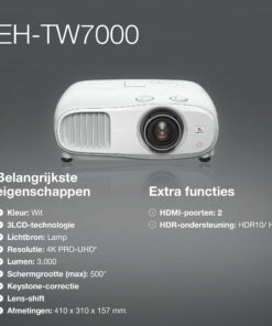 Epson EH-TW7000 4K PRO-UHD-projector, 3000 lumen, scherm van maximaal 500 inch - Afbeelding 7