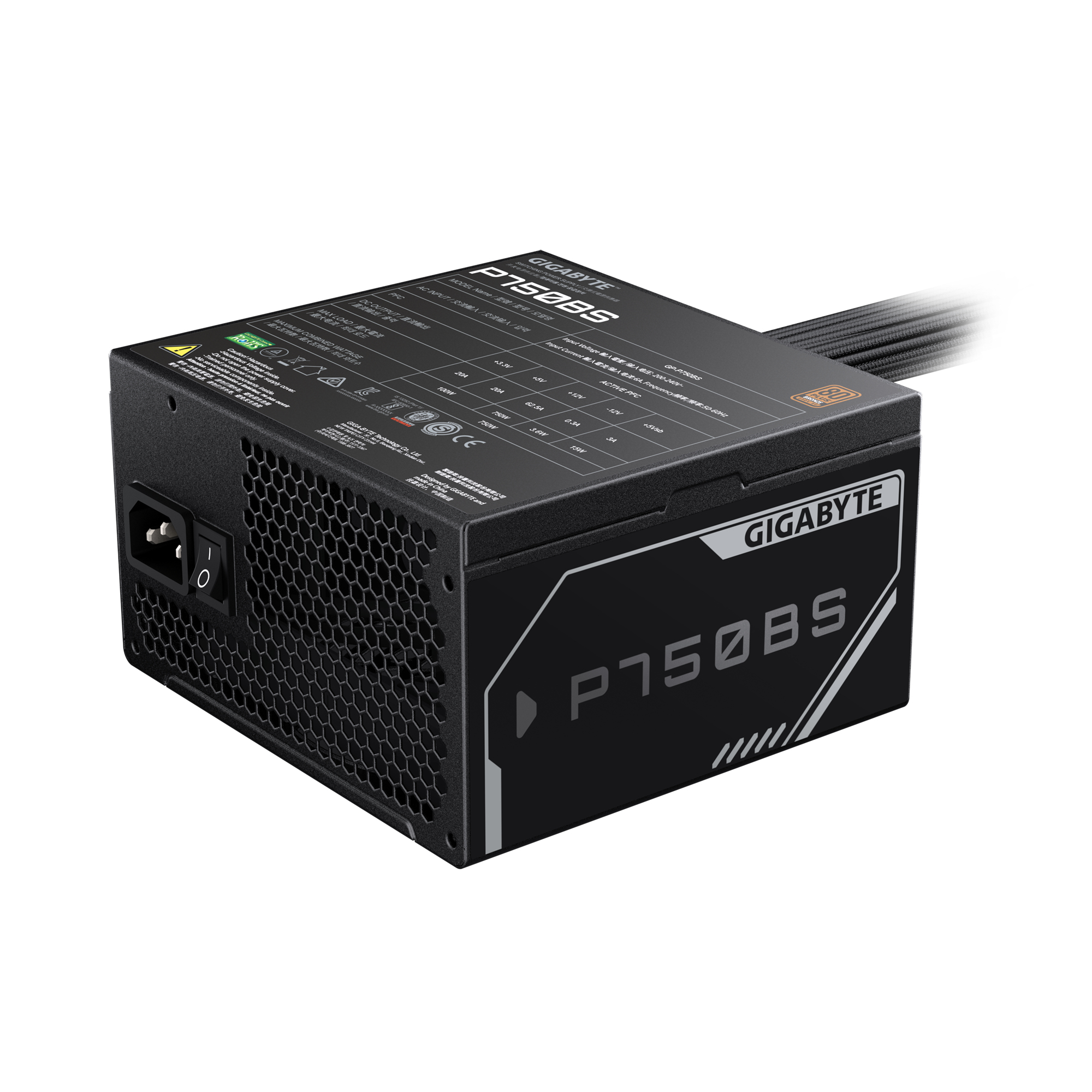 GIGABYTE P750BS power supply unit 750 W 20+4 pin ATX ATX Zwart - Afbeelding 4