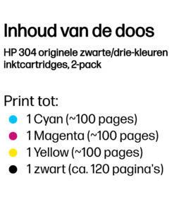 HP 304 originele zwarte/drie-kleuren inktcartridges, 2-pack - Afbeelding 2