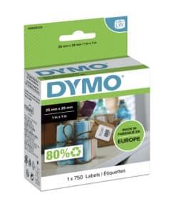 DYMO originele kleine LabelWriter multifunctionele labels | 25 mm x 25 mm | 750 zelfklevende etiketten | voor de LabelWriter labelprinters