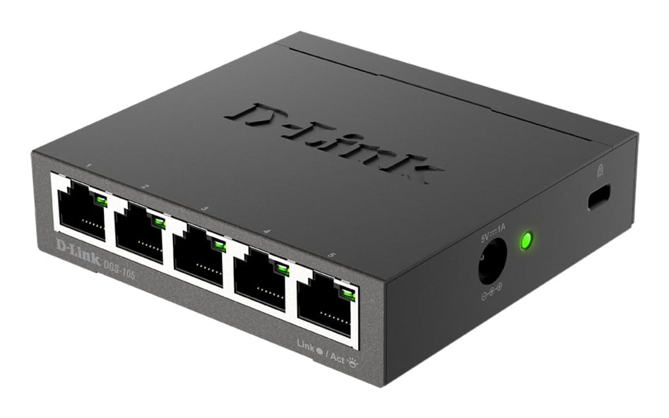 D-Link DGS-105 Unmanaged L2 Gigabit Ethernet (10/100/1000) Zwart - Afbeelding 2
