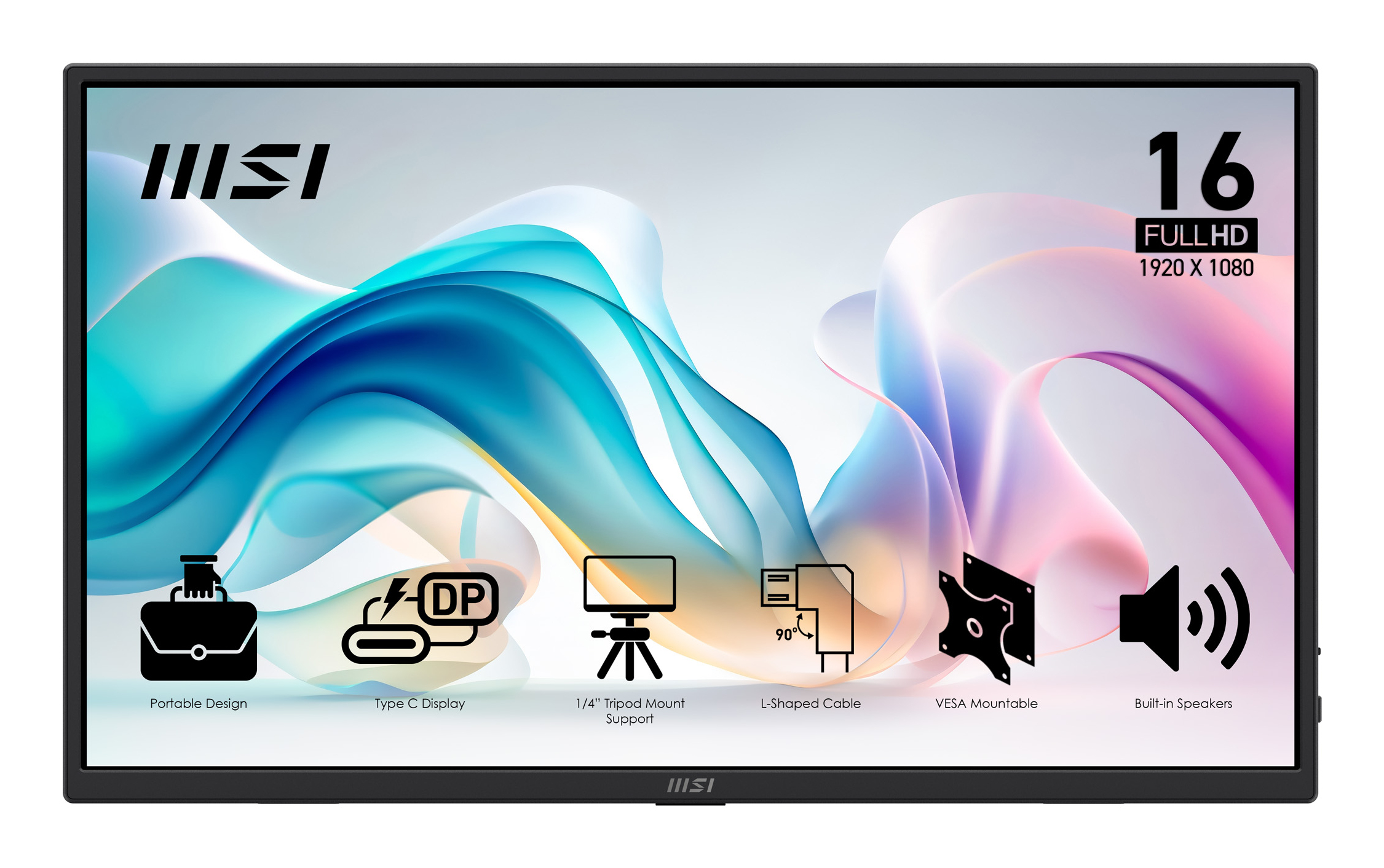 MSI PRO MP165 E6 Draagbare televisie en monitoor Draagbare monitor Zwart 39,6 cm (15.6") LED 1920 x 1080 Pixels