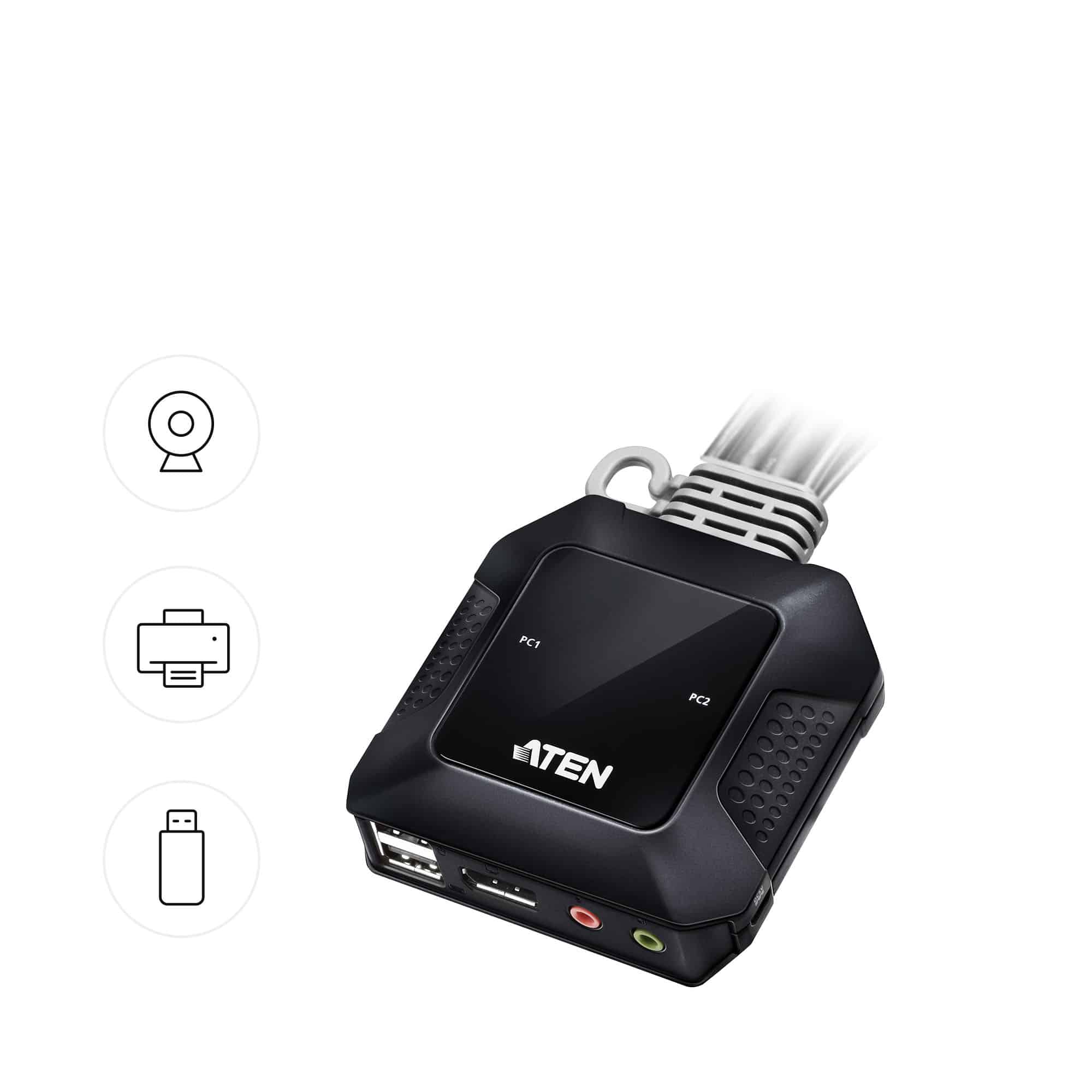 ATEN 2-Port USB-C DispllayPort hybride kabel KVM schakelaar - Afbeelding 6