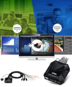ATEN 2-Port USB-C DispllayPort hybride kabel KVM schakelaar - Afbeelding 4