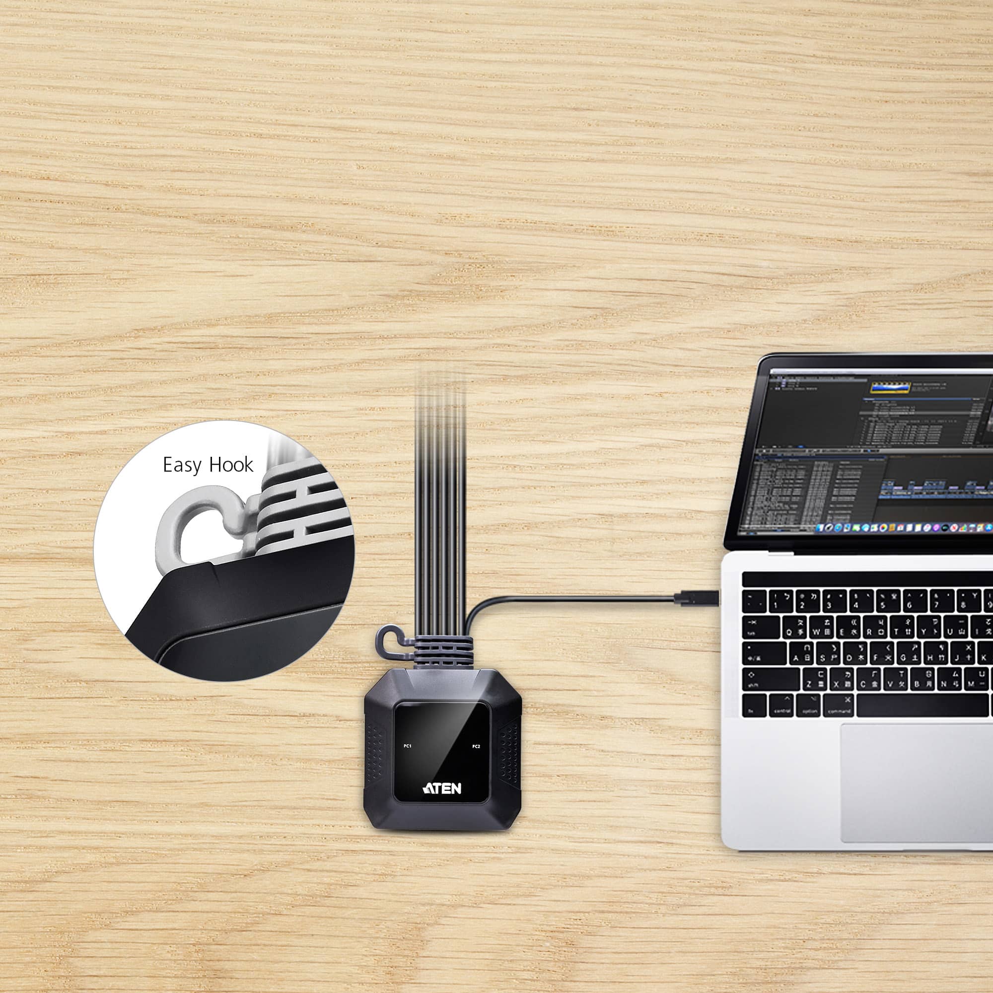 ATEN 2-Port USB-C DispllayPort hybride kabel KVM schakelaar - Afbeelding 5