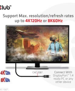 CLUB3D DisplayPort 1.4 to HDMI 4K120Hz or 8K60Hz HDR10 Cable M/M 3m/9.84ft - Afbeelding 7