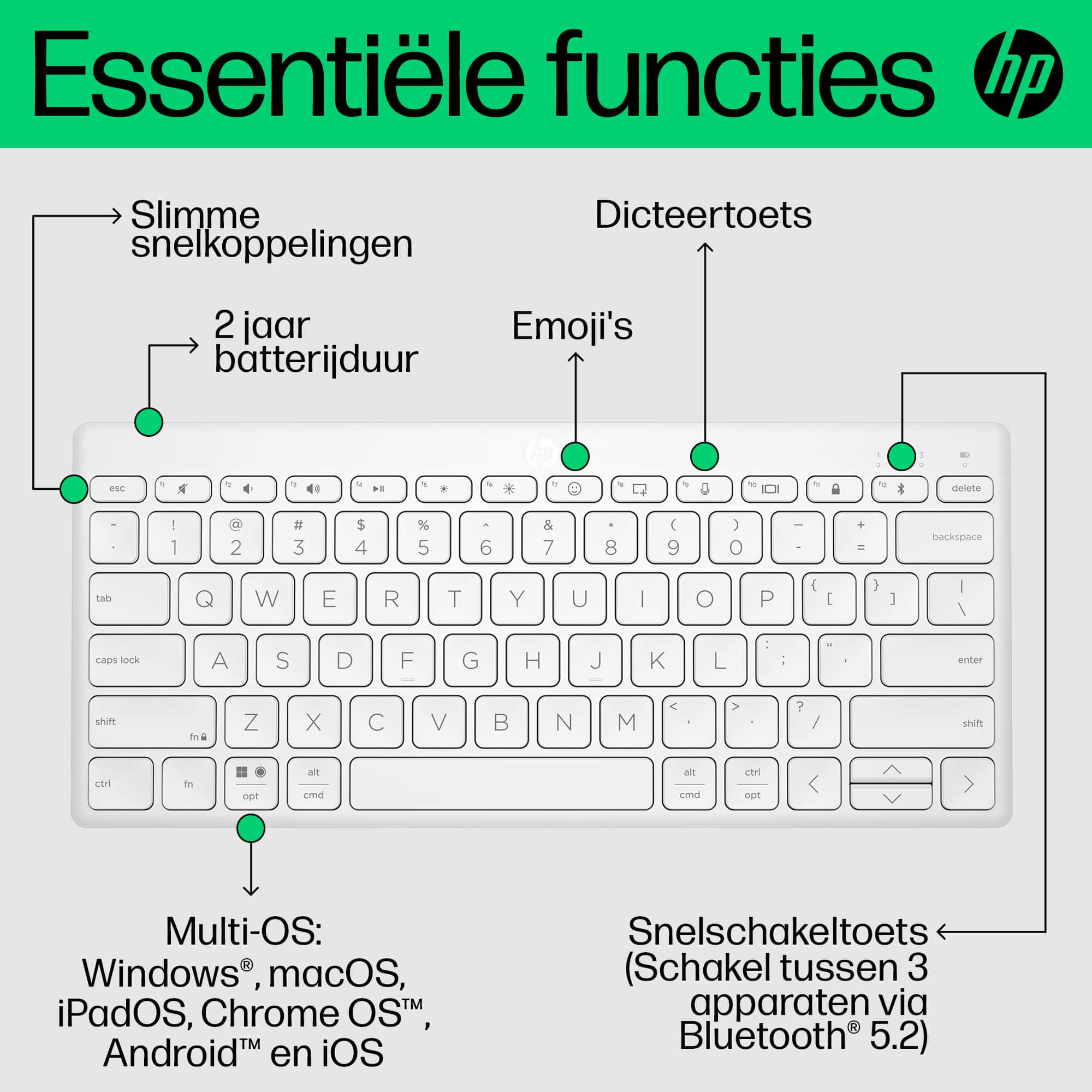 HP 350 Compact Multi-Device Bluetooth Keyboard - Afbeelding 8