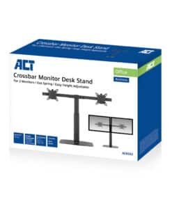 ACT Monitorarm 27" office, op voet met gasveer, crossbar, 2 schermen - Afbeelding 4