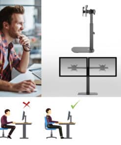 ACT Monitorarm 27" office, op voet met gasveer, crossbar, 2 schermen - Afbeelding 5
