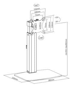 ACT Monitorarm 32" office, op voet met gasveer, 1 scherm - Afbeelding 4