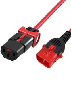 ACT Netsnoer C13 IEC Lock+ - C14 IEC Lock Dual Locking rood 1,5 m, PC3614